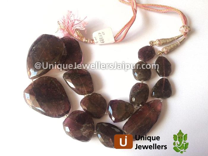 Moss Pink Tourmaline Far Faceted Nugget Beads